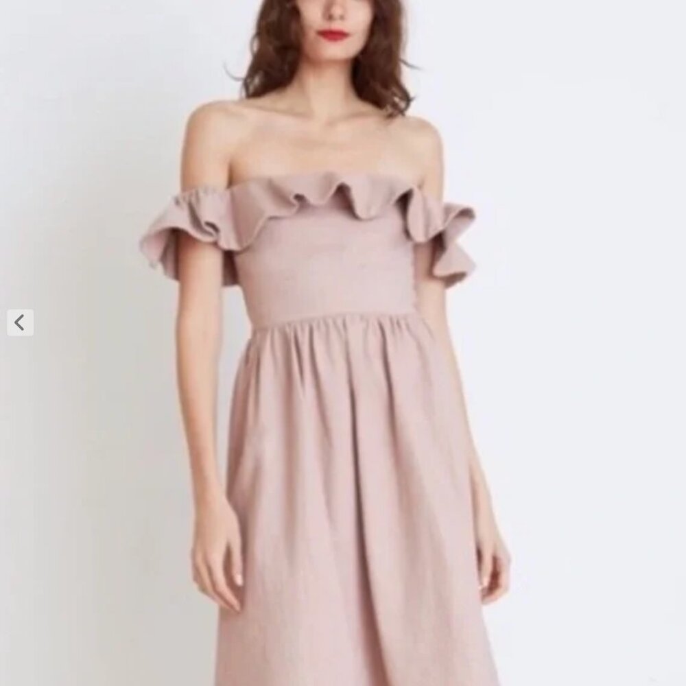 Apiece Apart Novella Denim Off Shoulder Dress